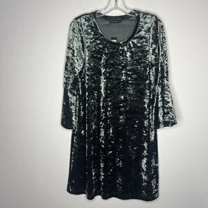 Nally & Millie Women’s Crushed Velvet Dress Small Green Bell Sleeve Boho Whimsy